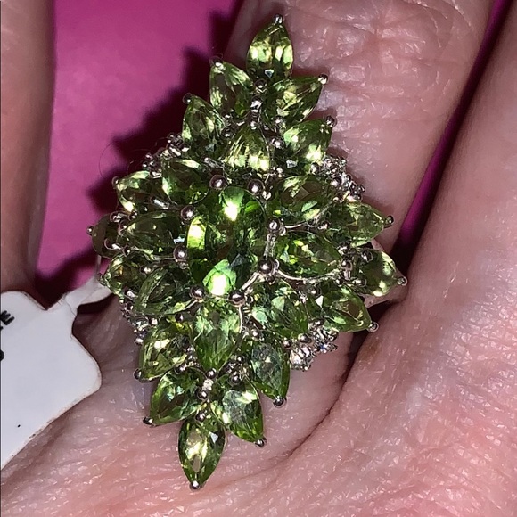 PERIDOT,ZIRCON STERLING SILVER RING - Picture 7 of 7